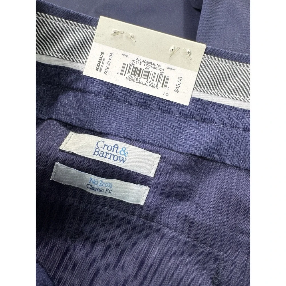 Croft & Barrow No Iron Stretch Khaki Pants Men’s 38x34 (40x34) NWT Classic Fit